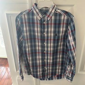 Ralph Lauren Polo Boys Plaid Button Down L/S Shirt Sz Large 14-16